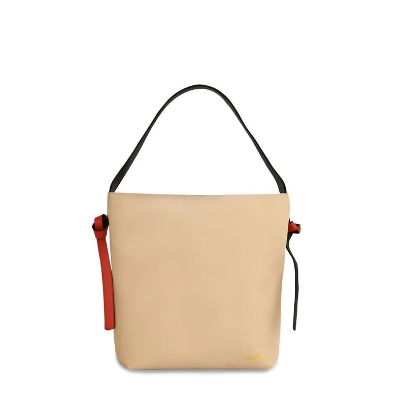 Versa Leather Tote - Grey/Red