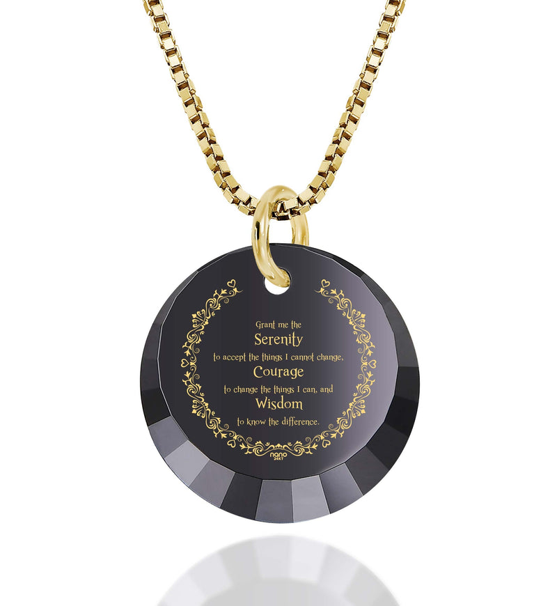 Serenity Prayer Necklace Inspirational Cubic Zirconia Pendant