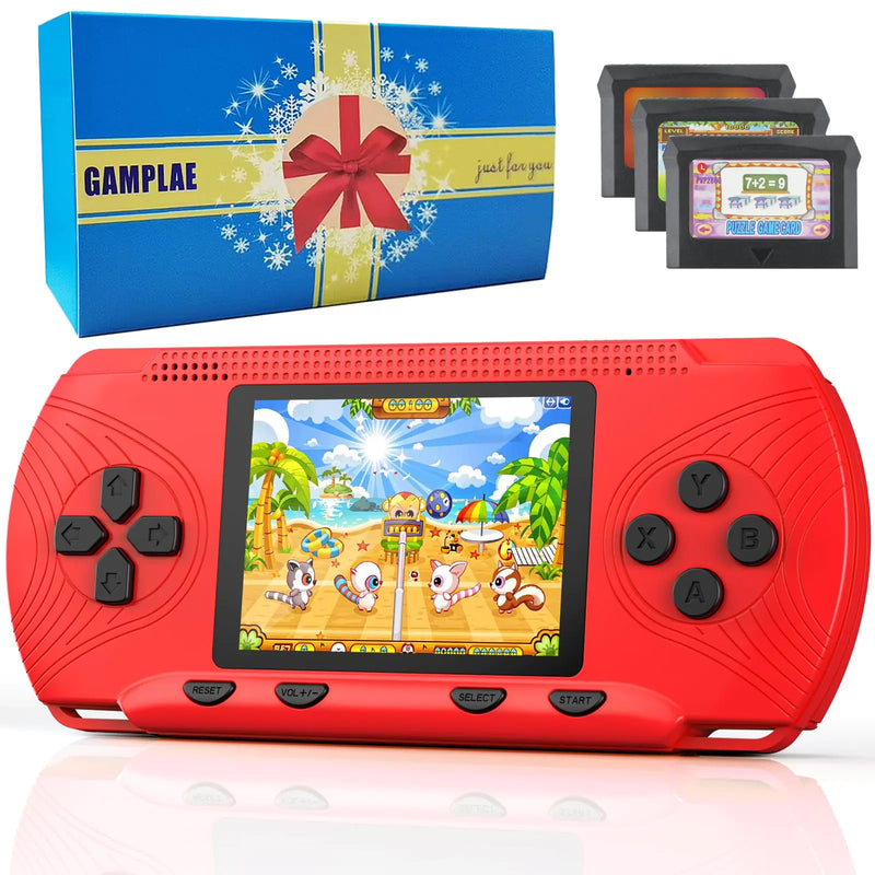 Handheld Game Console for Kids Portable Game Console with Preloaded 258 Video Games & 3 Game Cartridges 3.0 Large Screen Rechargeable Battery Hand Held Game Console Gift for Kids 4-12