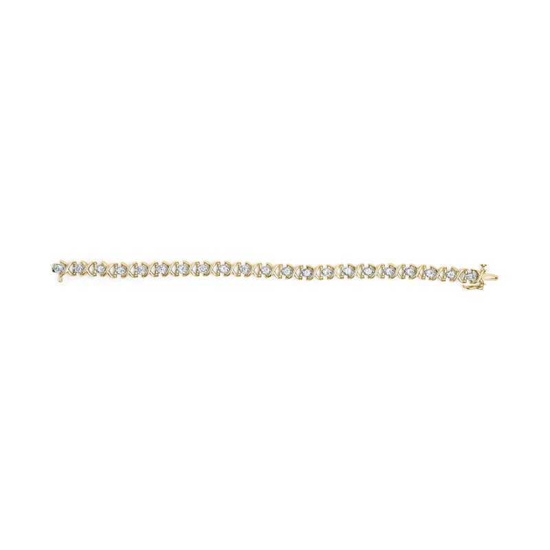 14K Yellow Gold 5.00 Cttw Round-Cut Diamond X-Link 7.5" Bracelet (J-K Color, I1-I2 Clarity)