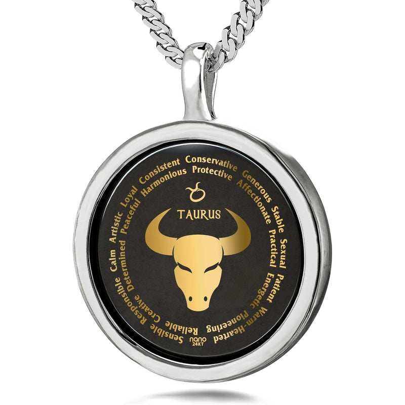 Taurus Necklaces for Lovers of the Zodiac 24k Gold Inscribed