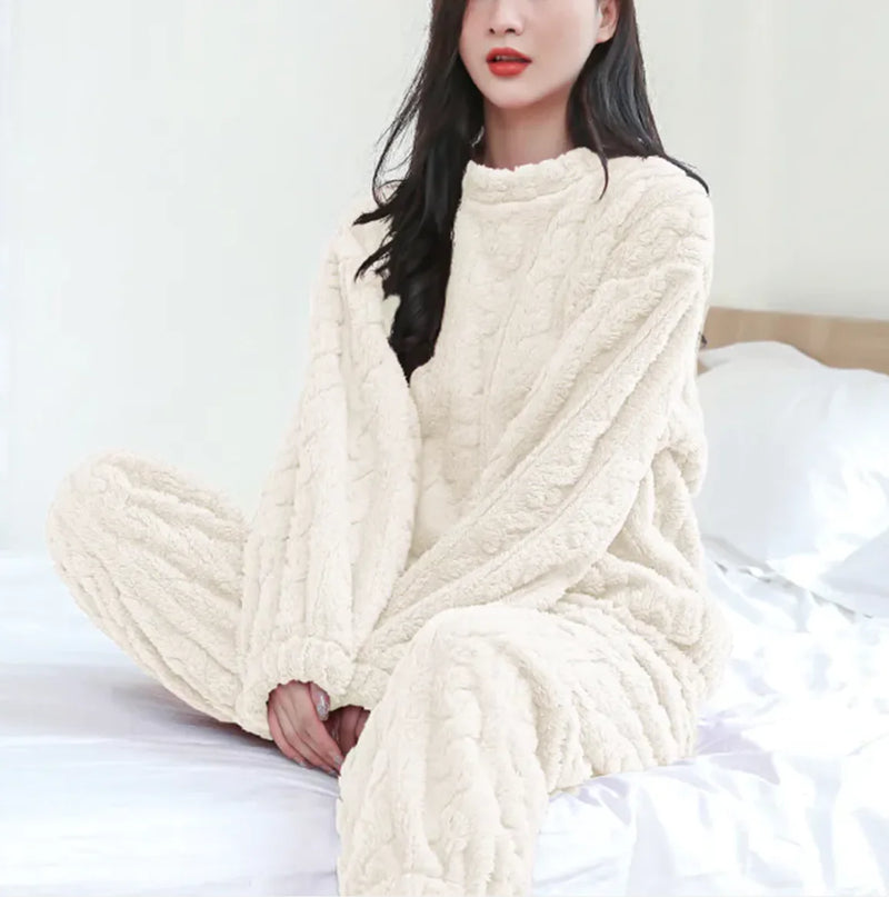 Winter Coral Velvet Pajama Set