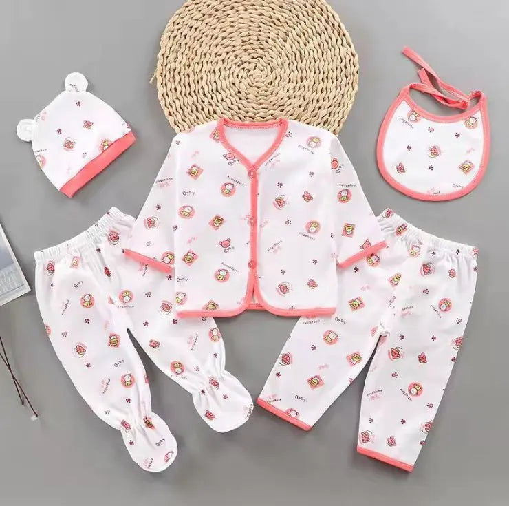 Newborn Cotton Clothing Set - 5 Pieces for Babies