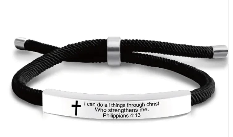 Stainless Steel Scripture Cross Bracelet