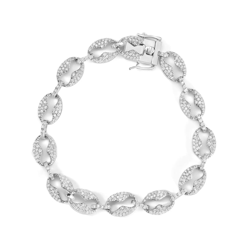 14K White Gold 1 1/2 Cttw Round Diamond Set Link Bracelet (I-J Color, I1-I2 Clarity) - 7"