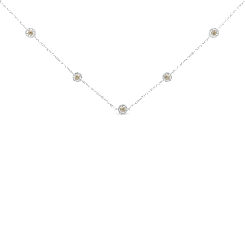 Sterling Silver Diamond Station Necklace (1/2 cttw, I-J Color, I1-I2 Clarity)