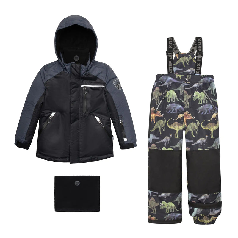 Printed Dinosaurs Two Piece Snowsuit Black