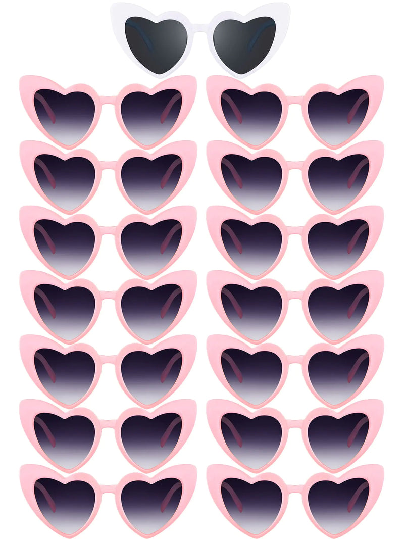 Flutesan 15 Pairs Heart Sunglasses Bachelorette Sunglasses Heart Shaped Sunglasses Bachelorette Party Supplies for Women(Pink White)