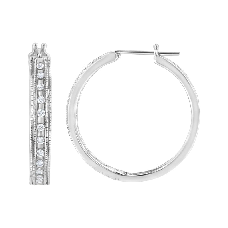 .925 Sterling Silver 1/2 cttw Lab Grown Diamond Hoop Earring (F-G Color, VS2-SI1 Clarity)