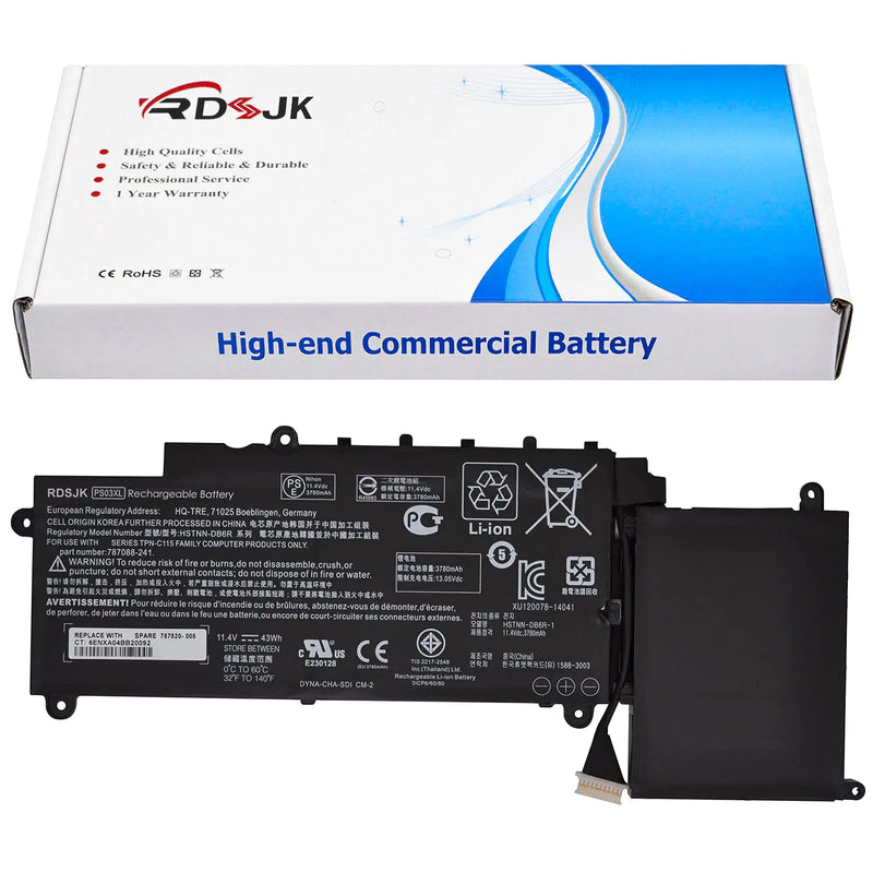 PS03XL Laptop Battery for HP Pavilion X360 310 G1 Stream 11 X360 11-R008TU 11-R010NR 11-R050SA 11-D010NR P010NR 11-P015WM HSTNN-DB6R 787520-005 787088-241 778956-005 787088-221 HSTNN-DB6R-1 11.4V 43Wh