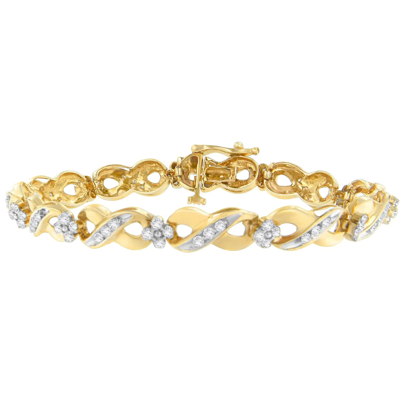 14K Yellow Gold Round-Cut Diamond Infinite Love Bracelet (1.00 cttw, I-J Color, I2-I3 Clarity)