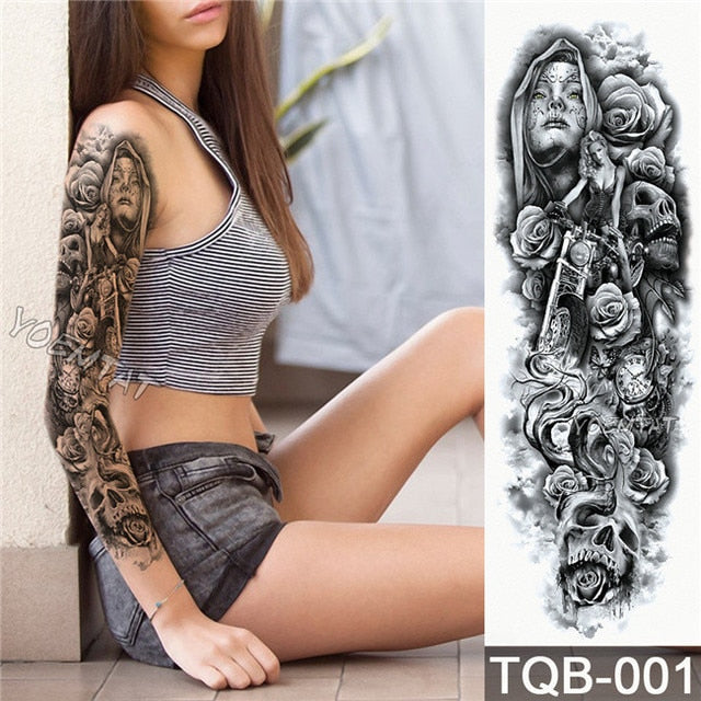 Geisha and Indian Full Arm Tattoo