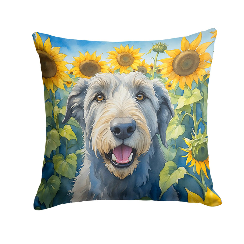 Irish Wolfhound in Sunflowers Throw Pillow