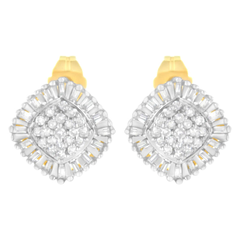 10K Yellow Gold 1/2 cttw Diamond Cluster Cocktail Stud Earrings (I-J, I1-I2)