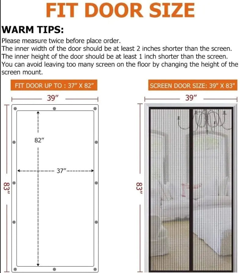 Magnetic Screen Door Mesh Curtain Durable Heavy Duty Mosquito Net Bug Hands Free