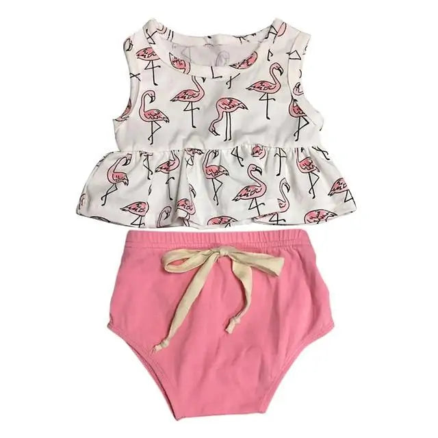 Cotton Sleeveless Flamingo Tops For Newborn Baby