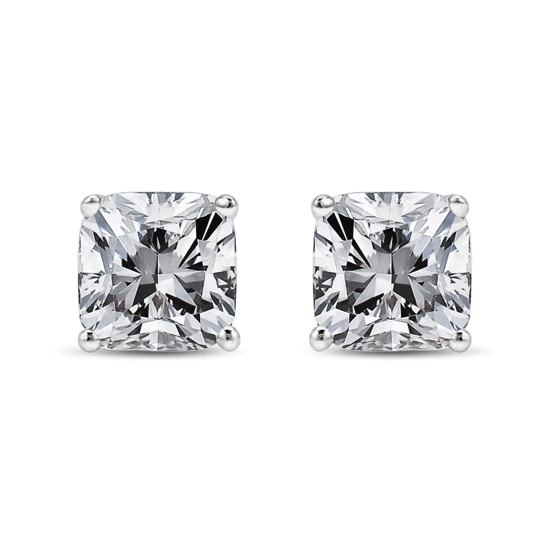 14K White Gold 1 1/2 Cttw Clarity Enhanced Princess Cut Diamond Solitaire Stud Earrings (I-J Color, I1-I2 Clarity)