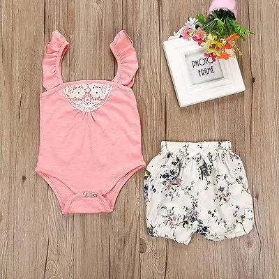 Toddler Baby Girls Sleeveless Lace Romper Outfit