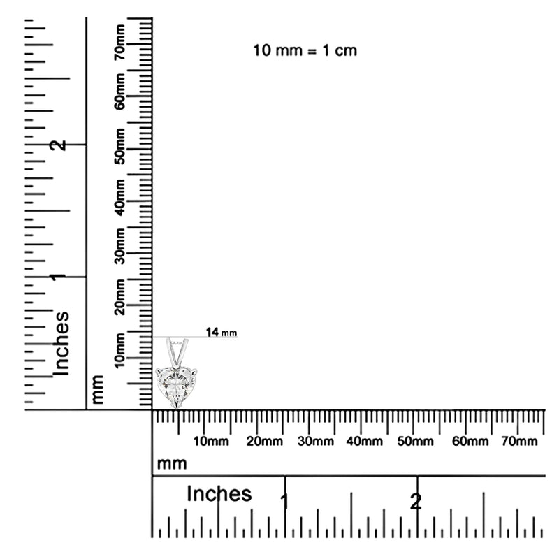 14K White Gold Martini Set 1.00 Cttw Lab Grown Heart Diamond Solitaire 18" Pendant Necklace (F-G Color, VS1-VS2 Clarity)
