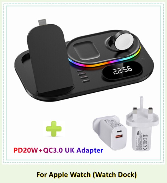 30W LED 4 in 1 Wireless Charger Dock