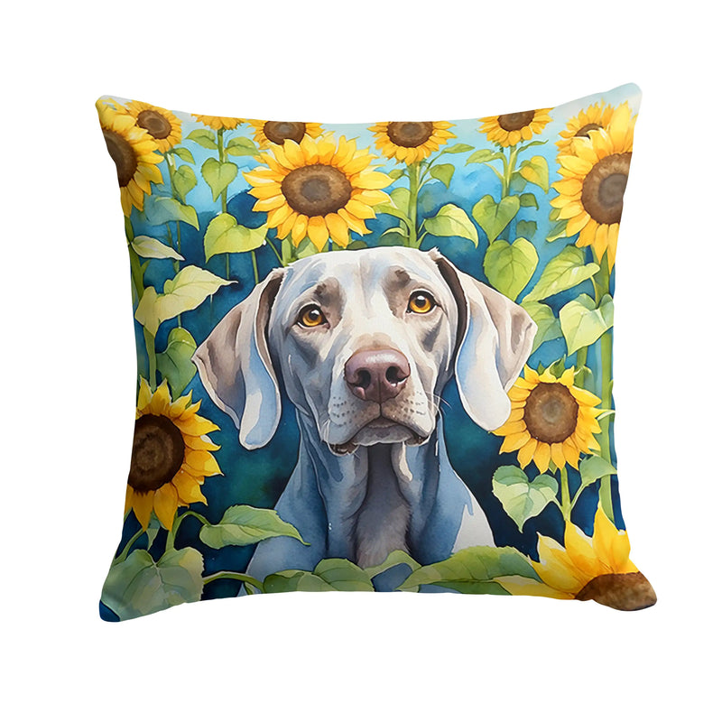 Weimaraner in Sunflowers Throw Pillow