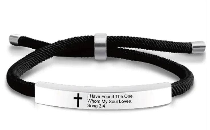 Stainless Steel Scripture Cross Bracelet