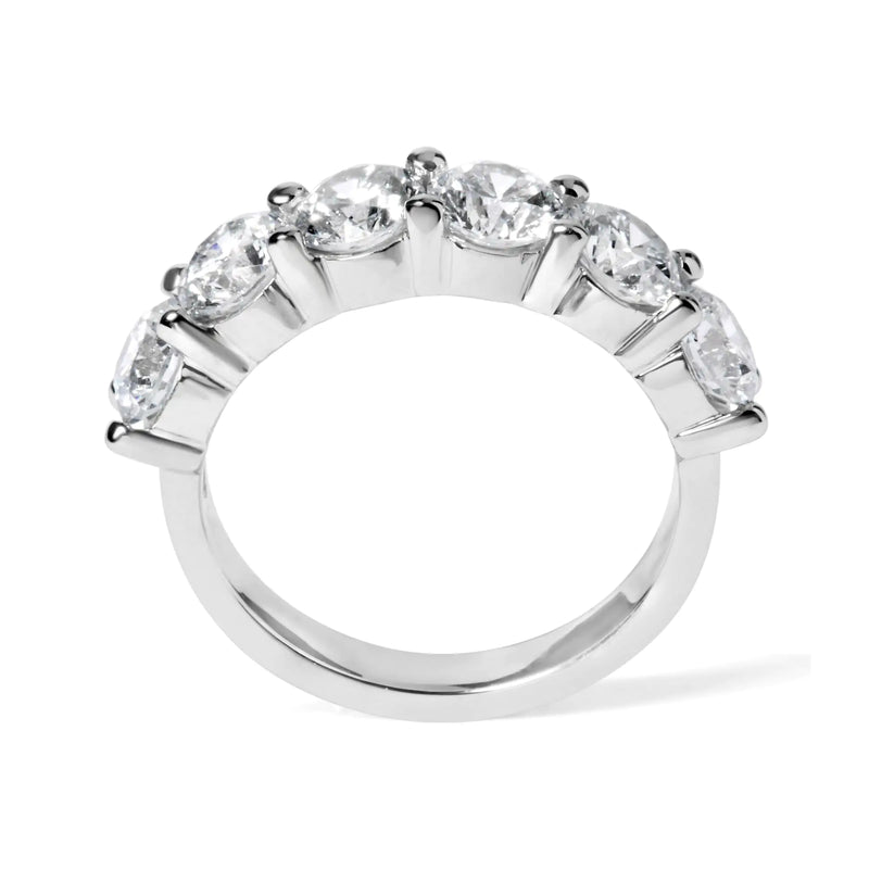 14K White Gold 3.0 Cttw Lab-Grown Diamond Shared Prong Set 6 Stone Band Ring (G-H Color, VS2-SI1 Clarity)