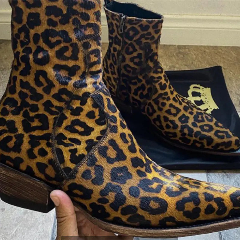 Leopard Print Ankle Boots for Men and Women