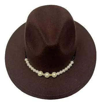 Fashion pearl Top hat wool Jazz Cap