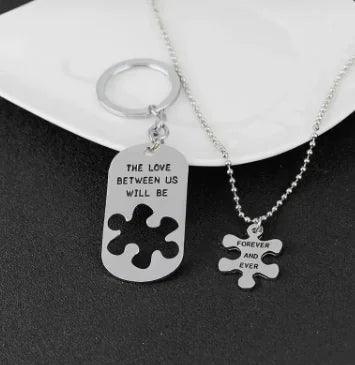 The Love Between Us Will Be Forever And Ever Necklace & Key Chain Set