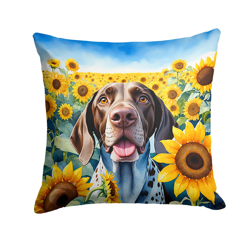 German Shorthaired Pointer in Sunflowers Throw Pillow