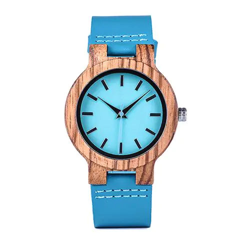 Wooden Quartz Leather Strap Wristwatch