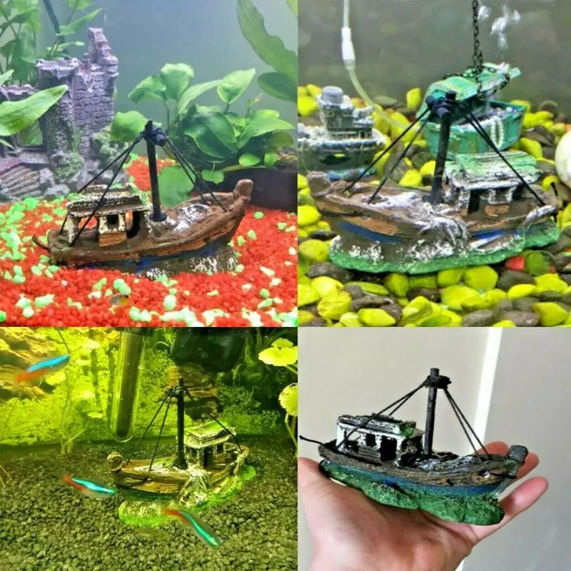 Aquarium Resin Ornament Pirate Ship Wreck