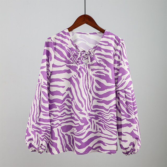 Zebra V-neck Women Blouse