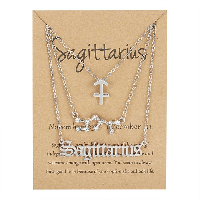 Zodiac Sign Necklace With Cardboard Card