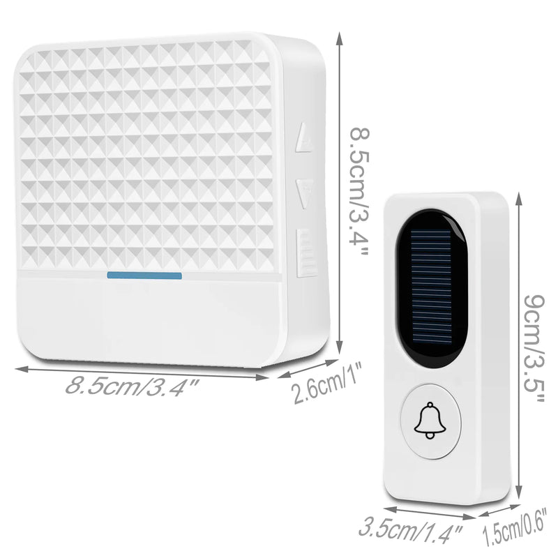 Solar Wireless Doorbell with Remote Control and Waterproof
