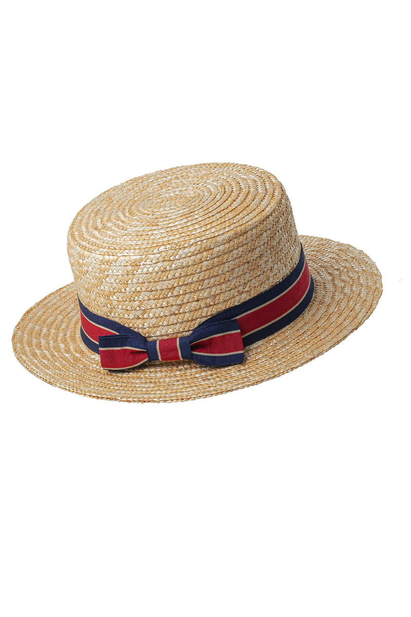 BABEYOND Mens 1920s Brim Boater Hat Gatsby Straw Hat 20s Costume Accessories Red Blue