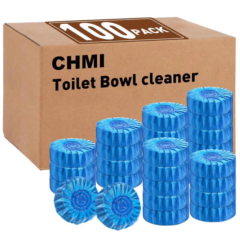 CHMI 100 Pack Toilet Bowl Cleaner Tablets Long-lasting Bathroom Toilet Tank Cleaner.(Blue)