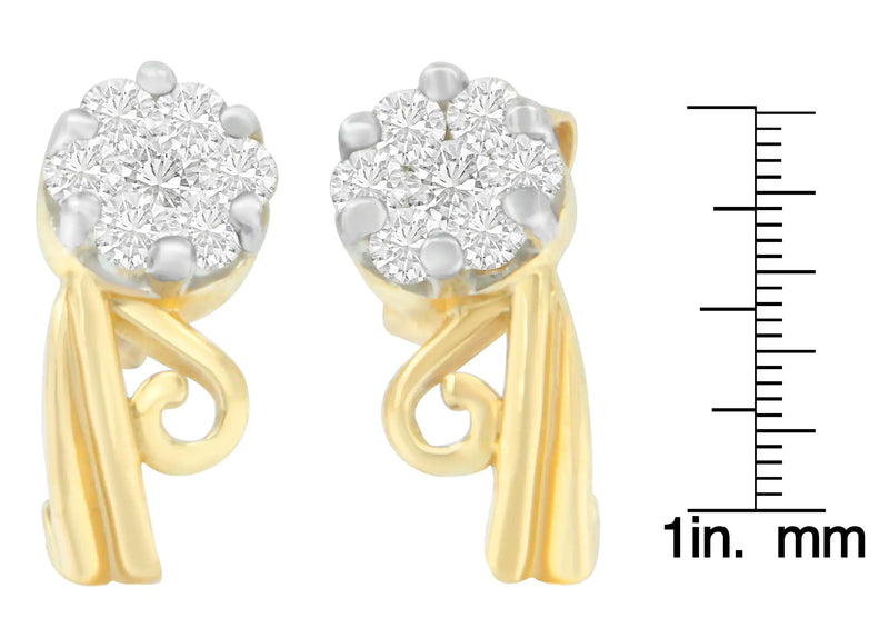 14K Yellow Gold 1/2 cttw Round Cut Diamond Earrings (I-J, SI2-I1)