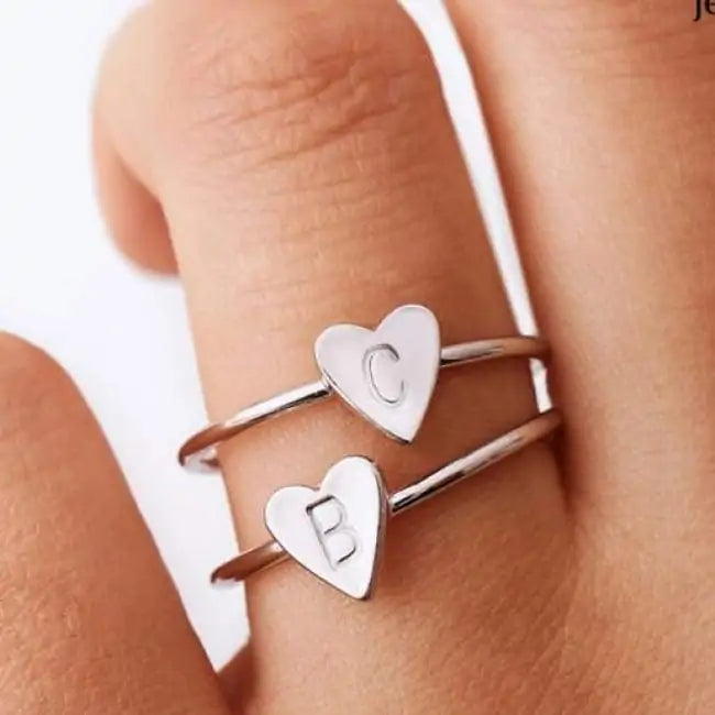 Personalized Initial Heart Ring