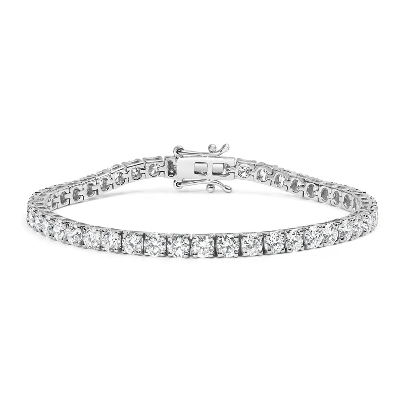 14K White Gold 4-Prong Set Lab Grown Round Diamond Classic Tennis Bracelet (F-G Color, VS1-VS2 Clarity) - 7.25"