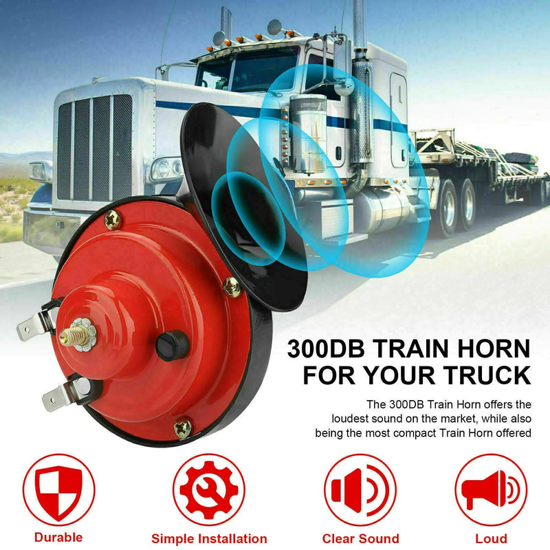 2PC 12V 300DB Super Loud Train Air Horn Waterproof Motorcycle Car Truck SUV Boat