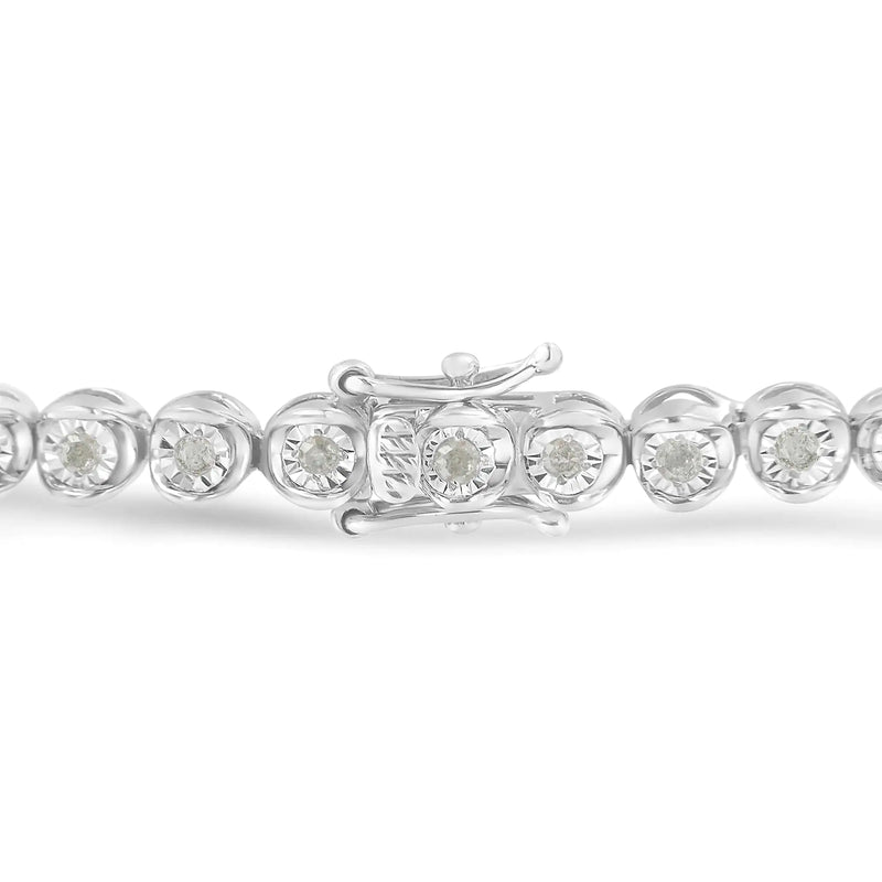 .925 Sterling Silver 1.0 Cttw Diamond Miracle-Set 7" Link Bracelet (I-J Color, I3 Clarity)