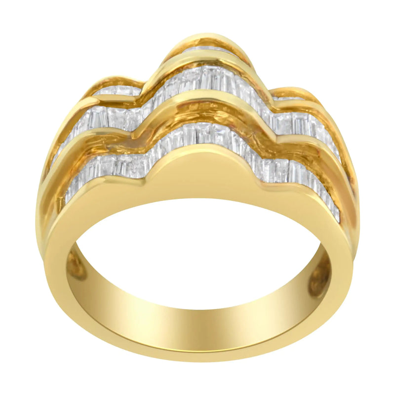 14KT Yellow Gold Diamond Multi-Row Band Ring (1 1/4 cttw, H-I Color, SI1-SI2 Clarity)