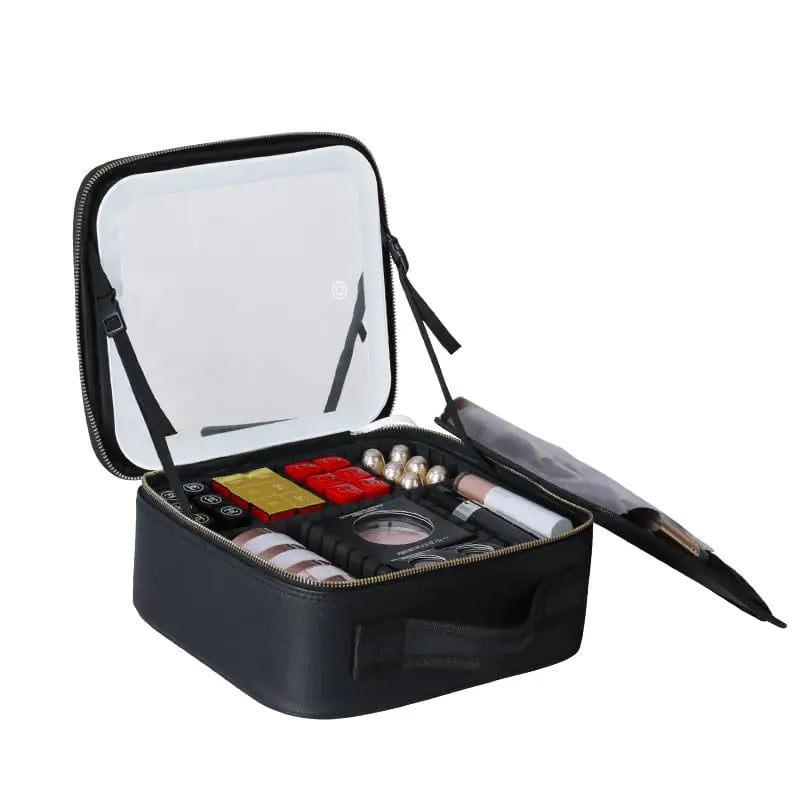 Travel Makeup Bag with Full-Screen Mirror