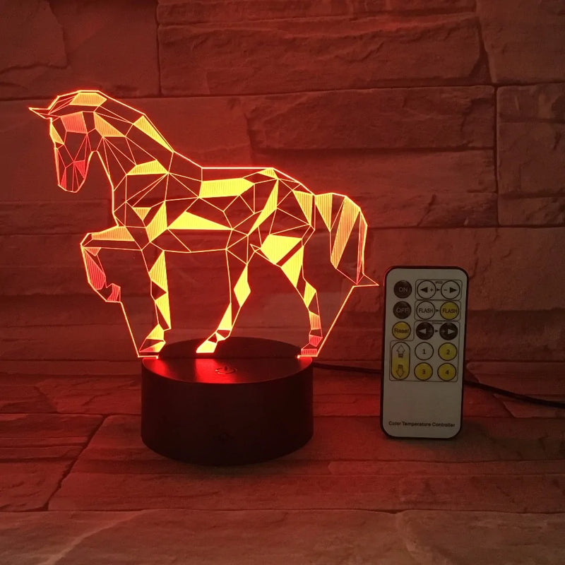 3D LED Race Horse Night Light