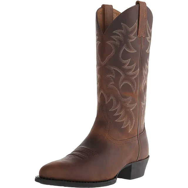 Embroidered Medium Sleeve Western Cowboy Boots