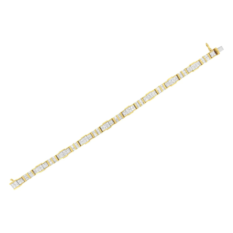 14K Yellow Gold Baguette and Princess-Cut Diamond Bracelet (8.30 cttw, H-I Color, SI1-SI2 Clarity)