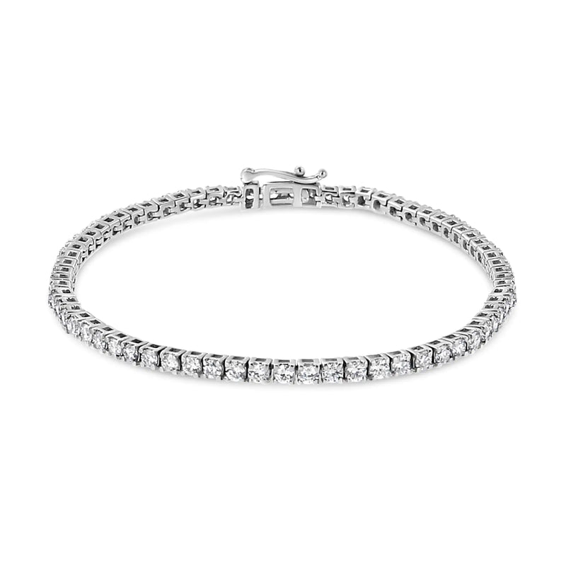 14K White Gold 4-Prong Set Lab Grown Round Diamond Classic Tennis Bracelet (F-G Color, VS1-VS2 Clarity) - 7.25"