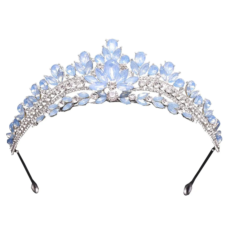 Yunyuebridal Women Princess Crown Blue Crystal Sweet 16 Hair Accessories for School Party HairbandLight Blue 1